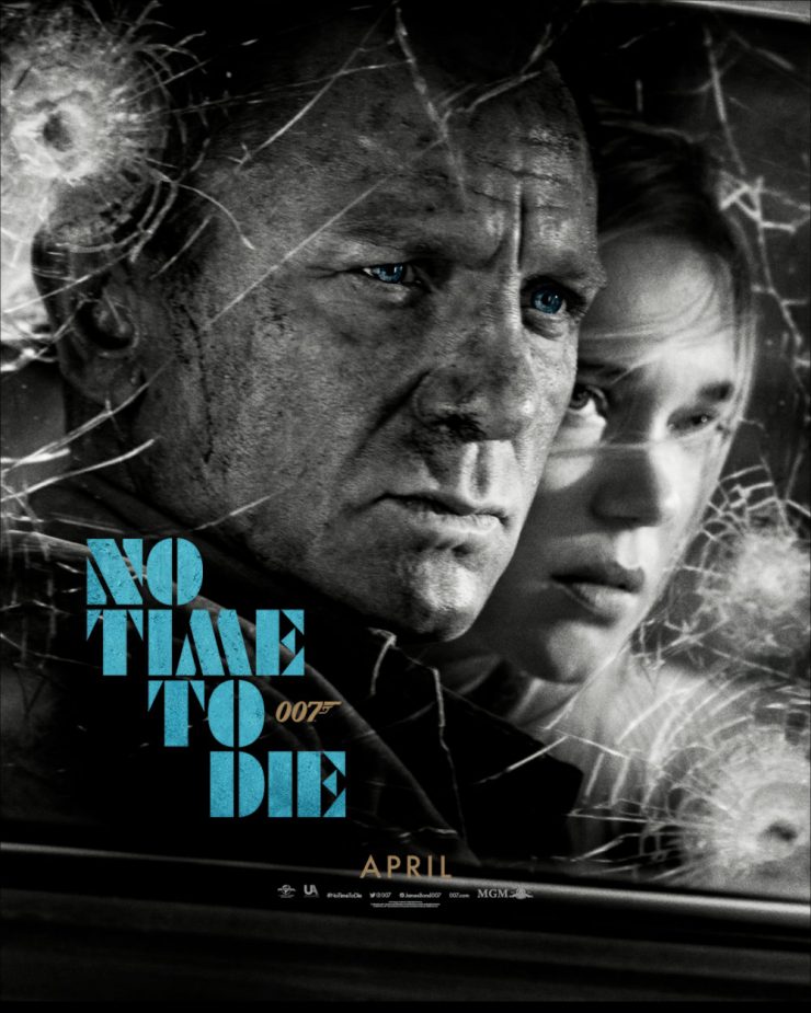 No Time To Die poster Back in Action James Bond Madeleine Swann Aston Martin DB5
